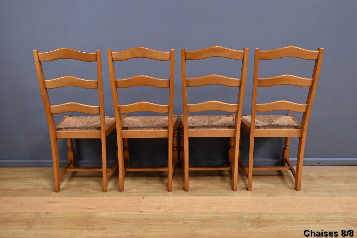 Set of 8 beech chairs – 1980