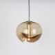 One of the four large smoked glass pendants by Peill & Putzler, Germany, 1970s.