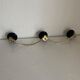 Portemanteau vintage doré noir 3 patères, 1960