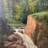 Tableau  XIXème paysage huile sur bois