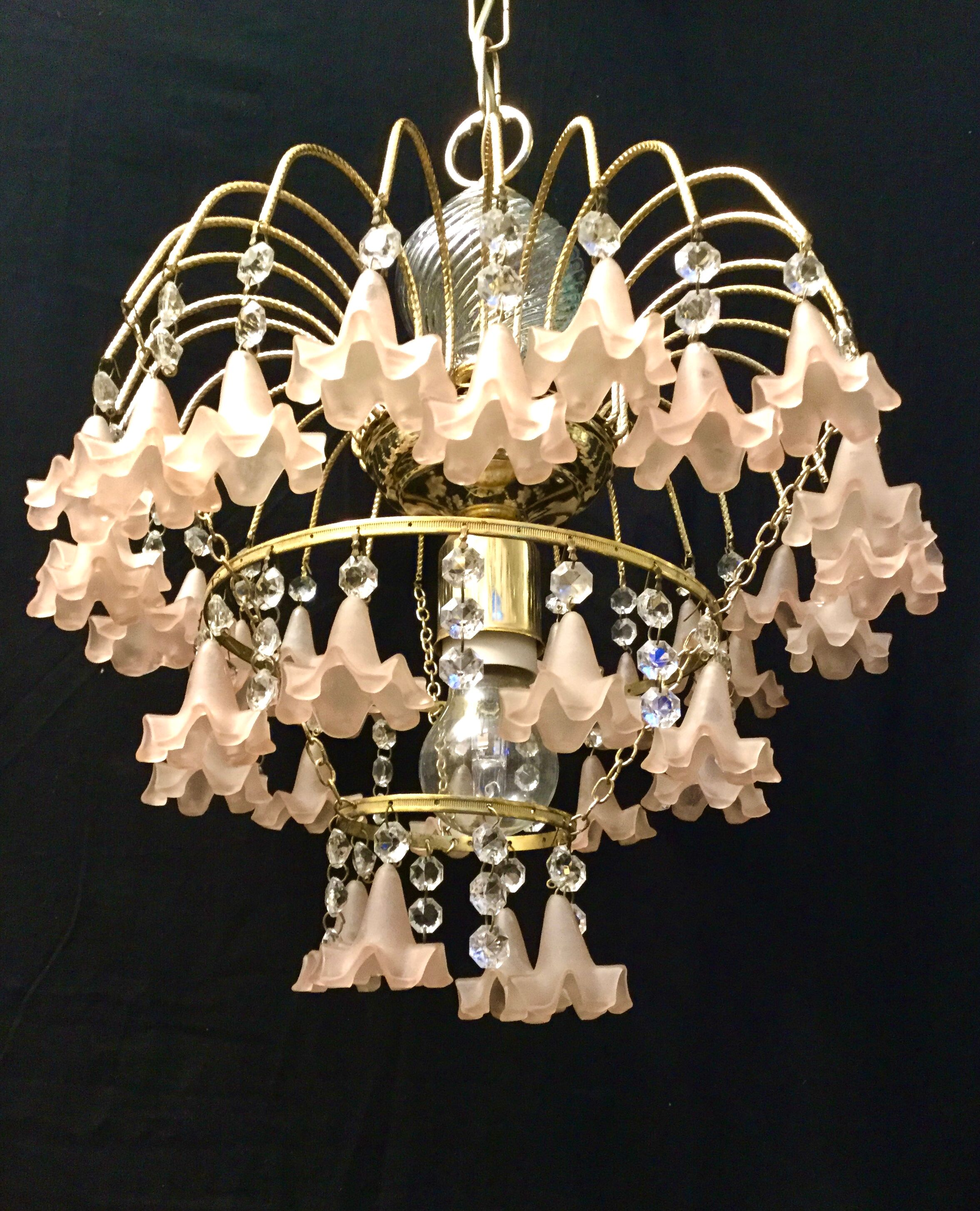 Pink stamps chandelier, 1970s
