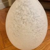 Egg lamp speckled white glass