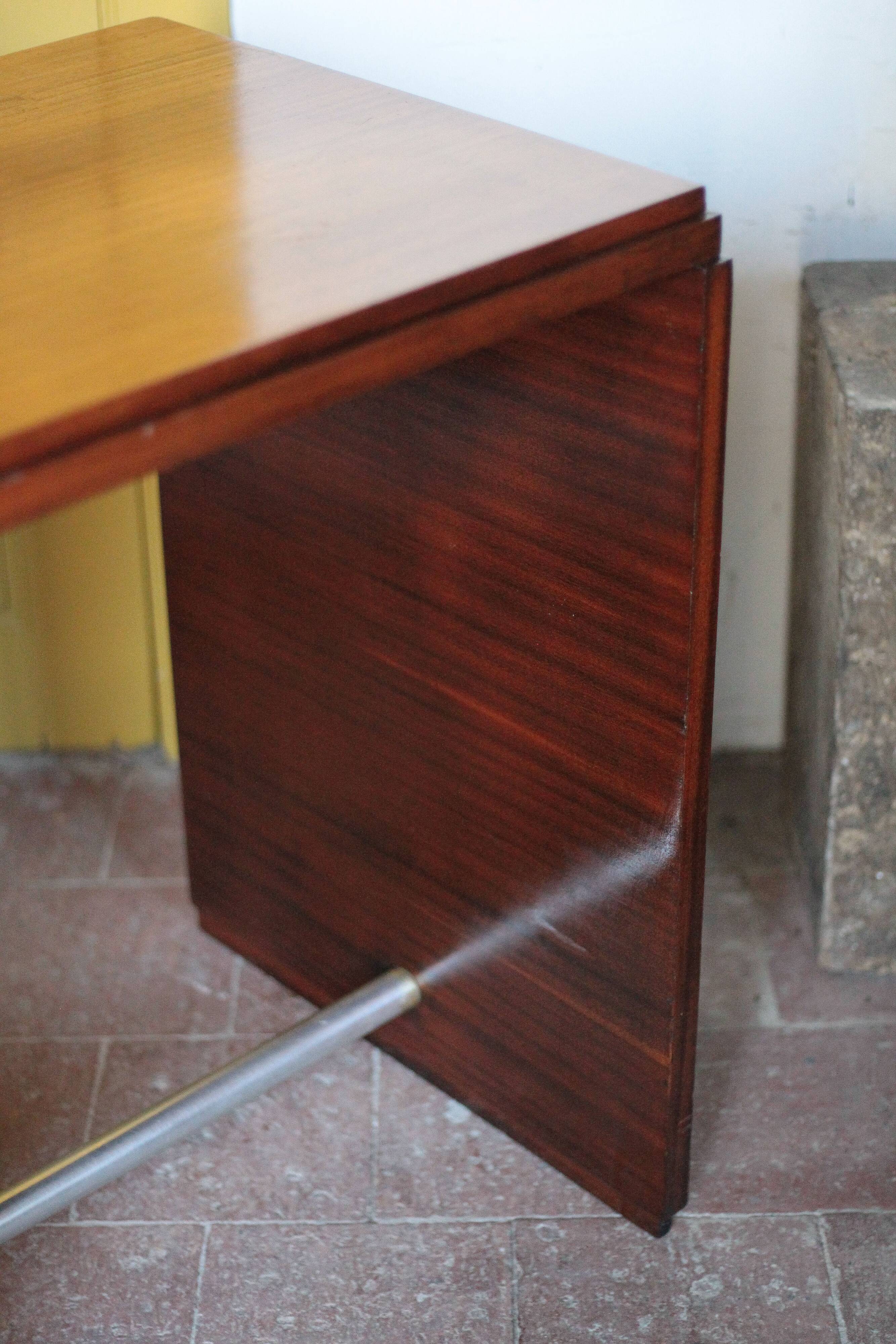 Vintage desk, wooden Art Deco desk from the 1930s, desk with drawers.