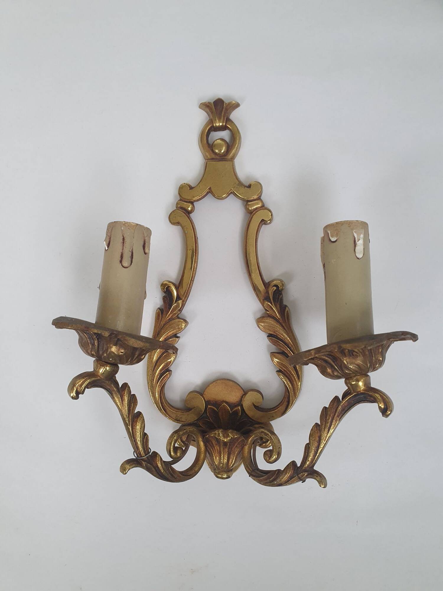Pair of antique candlestick wall sconces