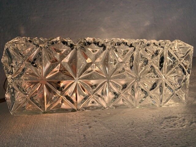 Ceiling lamp wall lamp square window in chiseled glass from the 60s and 70s