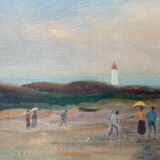 Peinture à l'huile sur toile vintage de paysage marin par B. Fransson