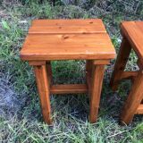 Old rustic vintage brutalist wooden stools