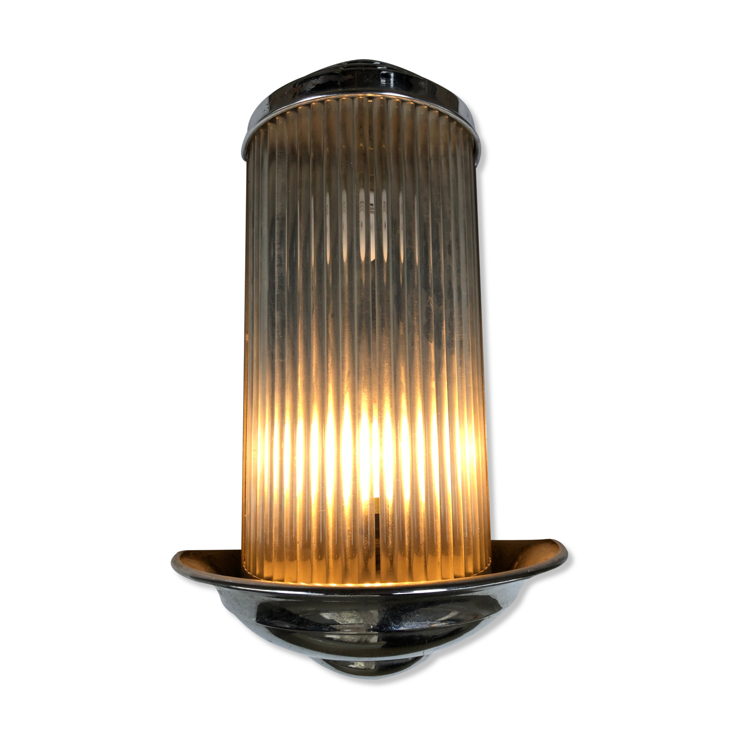 Art Deco Henri Petitot chrome and glass tubes