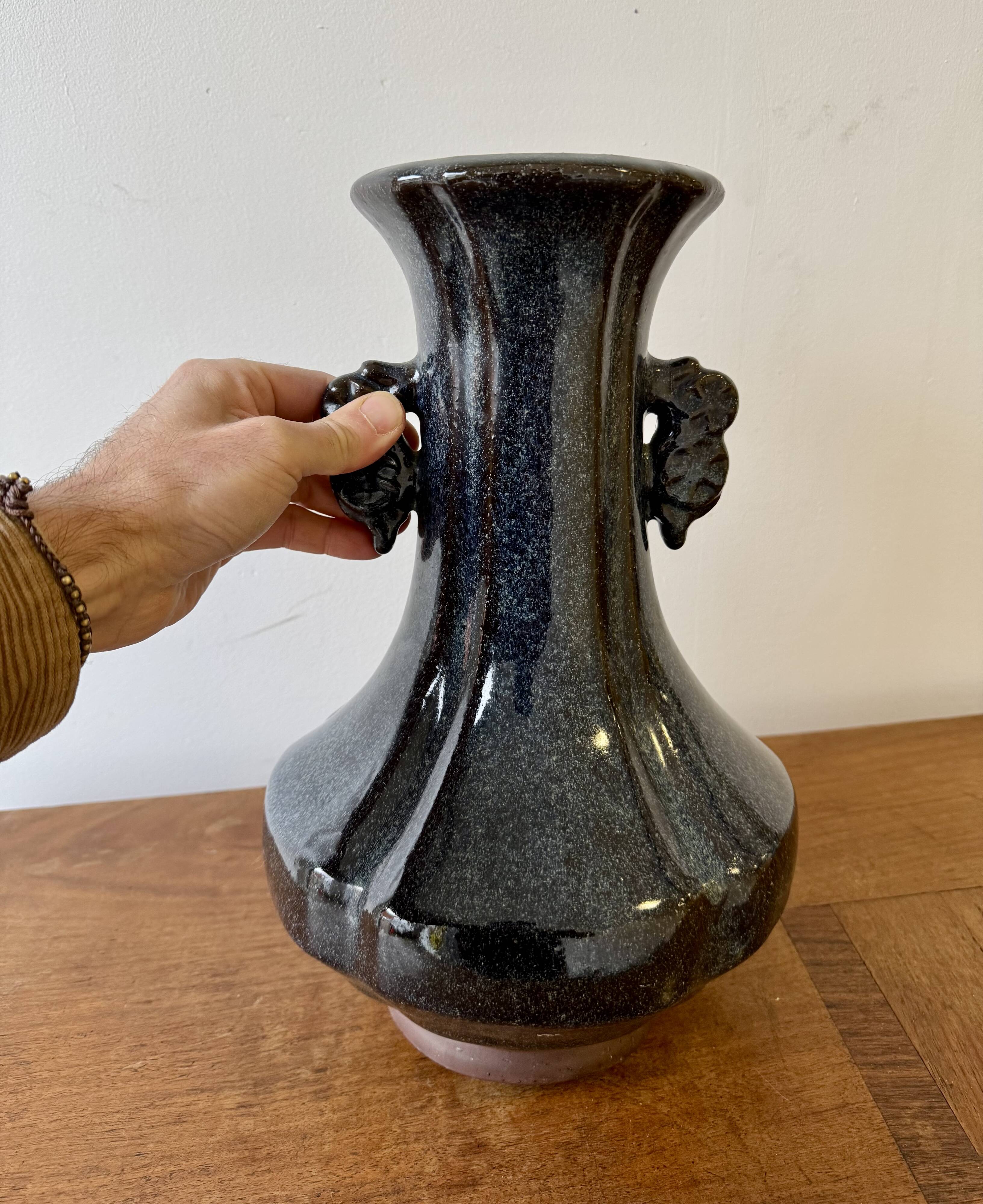 Chinese Studio Pottery Vase with Flambe Glaze