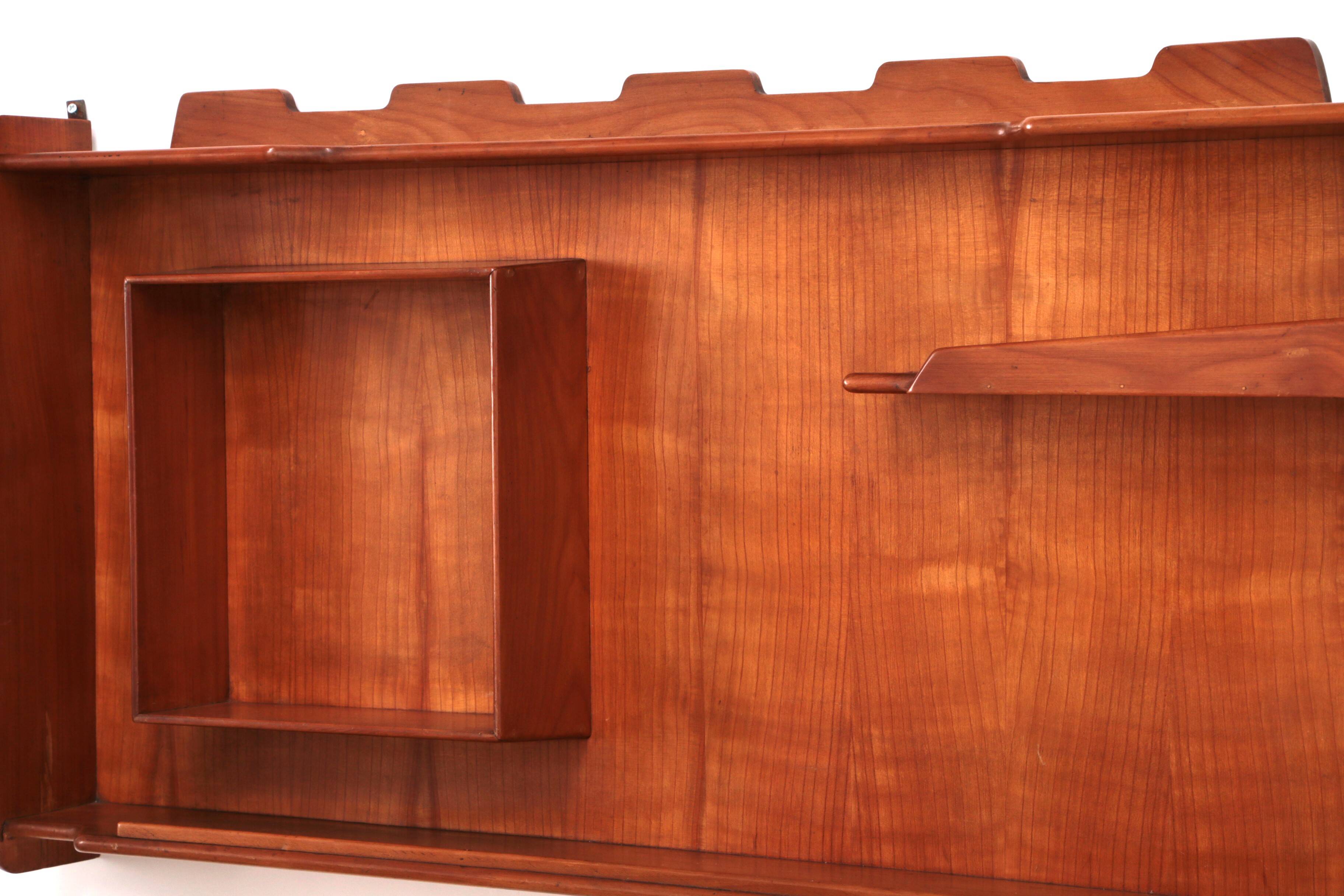Italian Handmade Walnut wall cabinet from the 1960s.