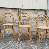 Set of 4 rattan chairs 1970