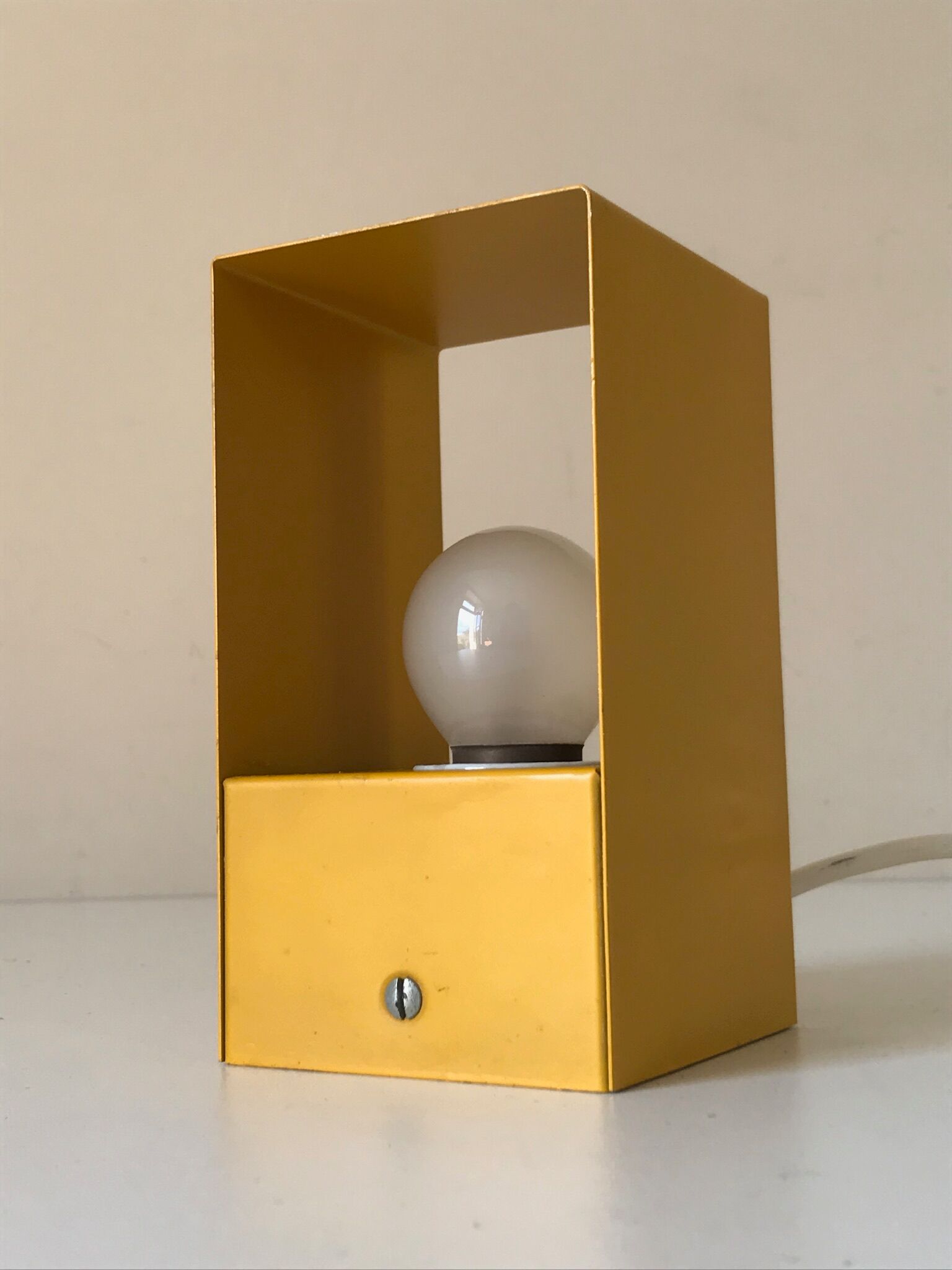 Vintage yellow metal modernist lamp or applique 60