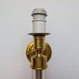 Pair of gilded bronze and plexiglass wall lights