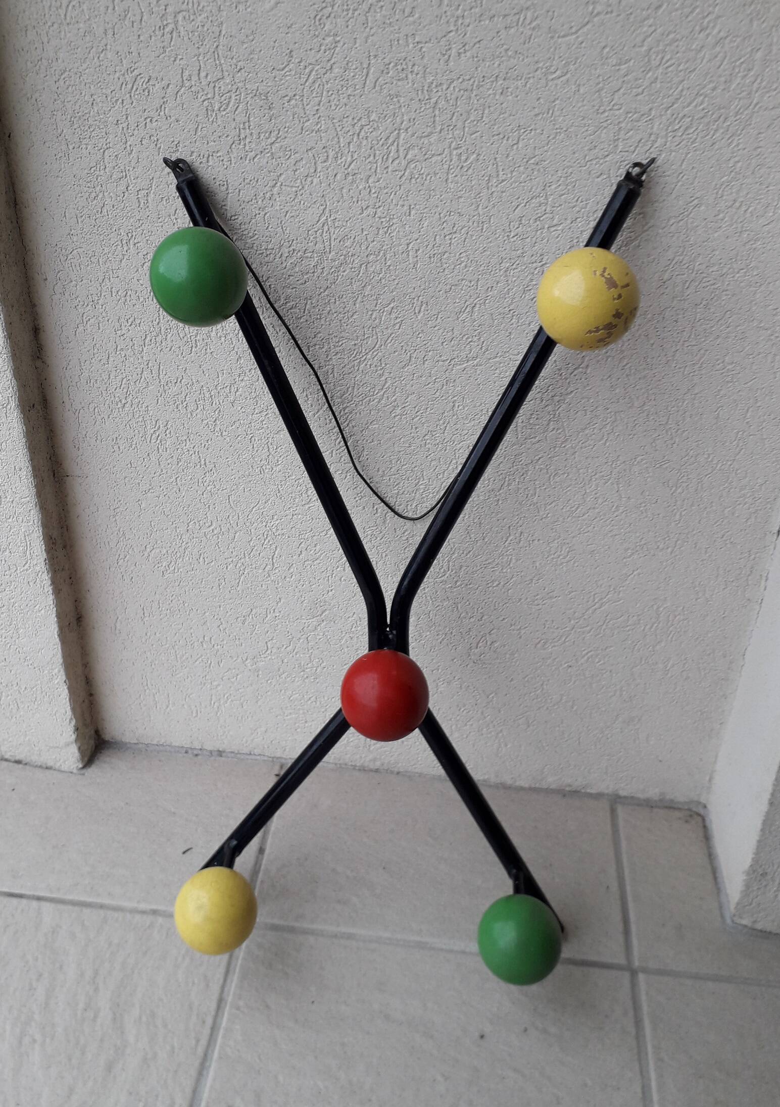 Metal and wood coat rack