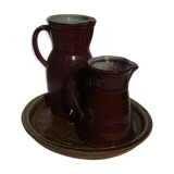 Set plate and pitchers in sandstone enamelled Boult