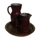 Set plate and pitchers in sandstone enamelled Boult