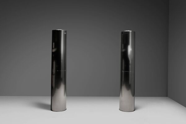 Lampadaires monumentaux en acier inoxydable de grande taille par Targetti – Italie, années 1970
