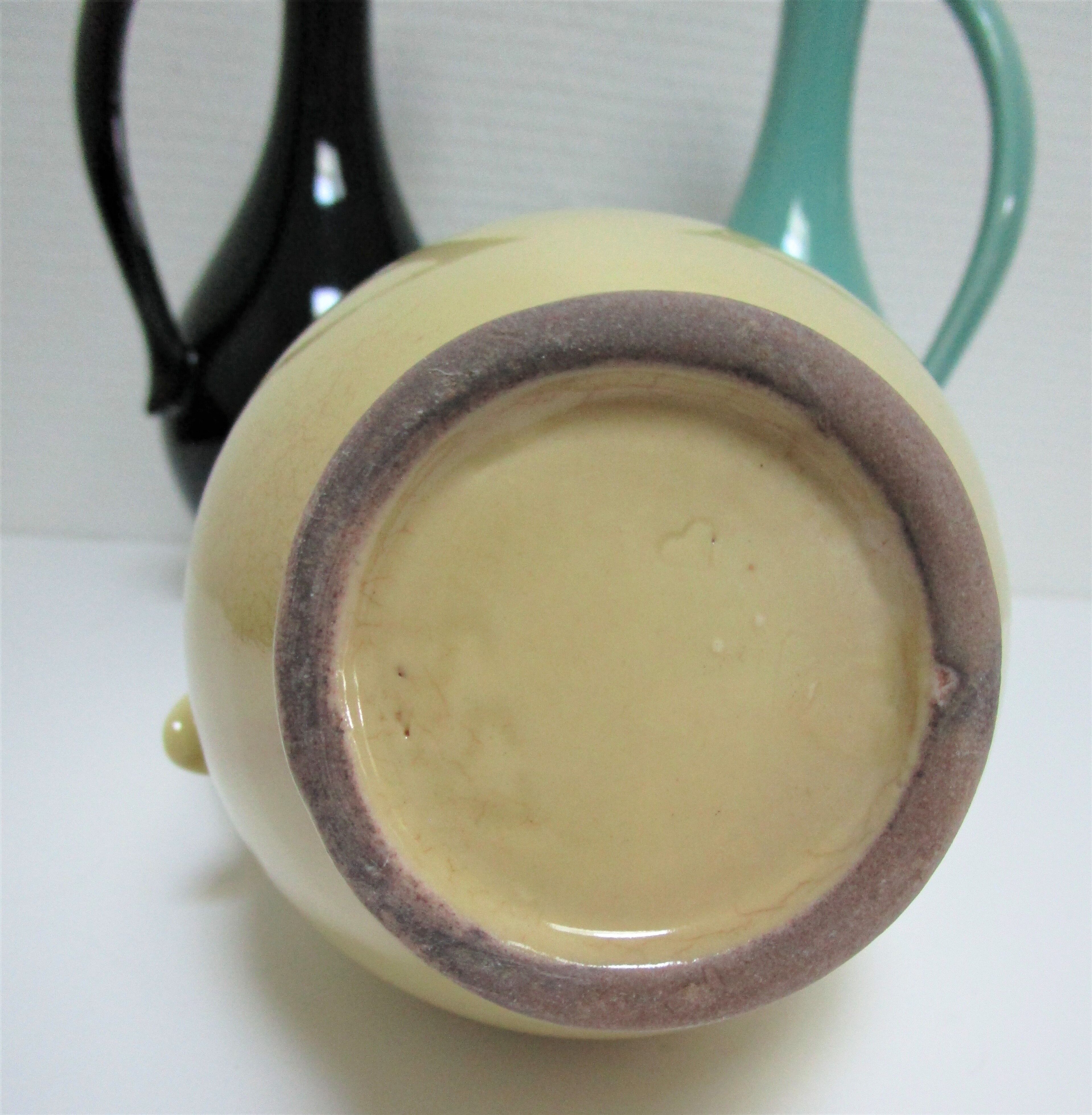 Three ceramic enamels design 60s soliflores black yellow green