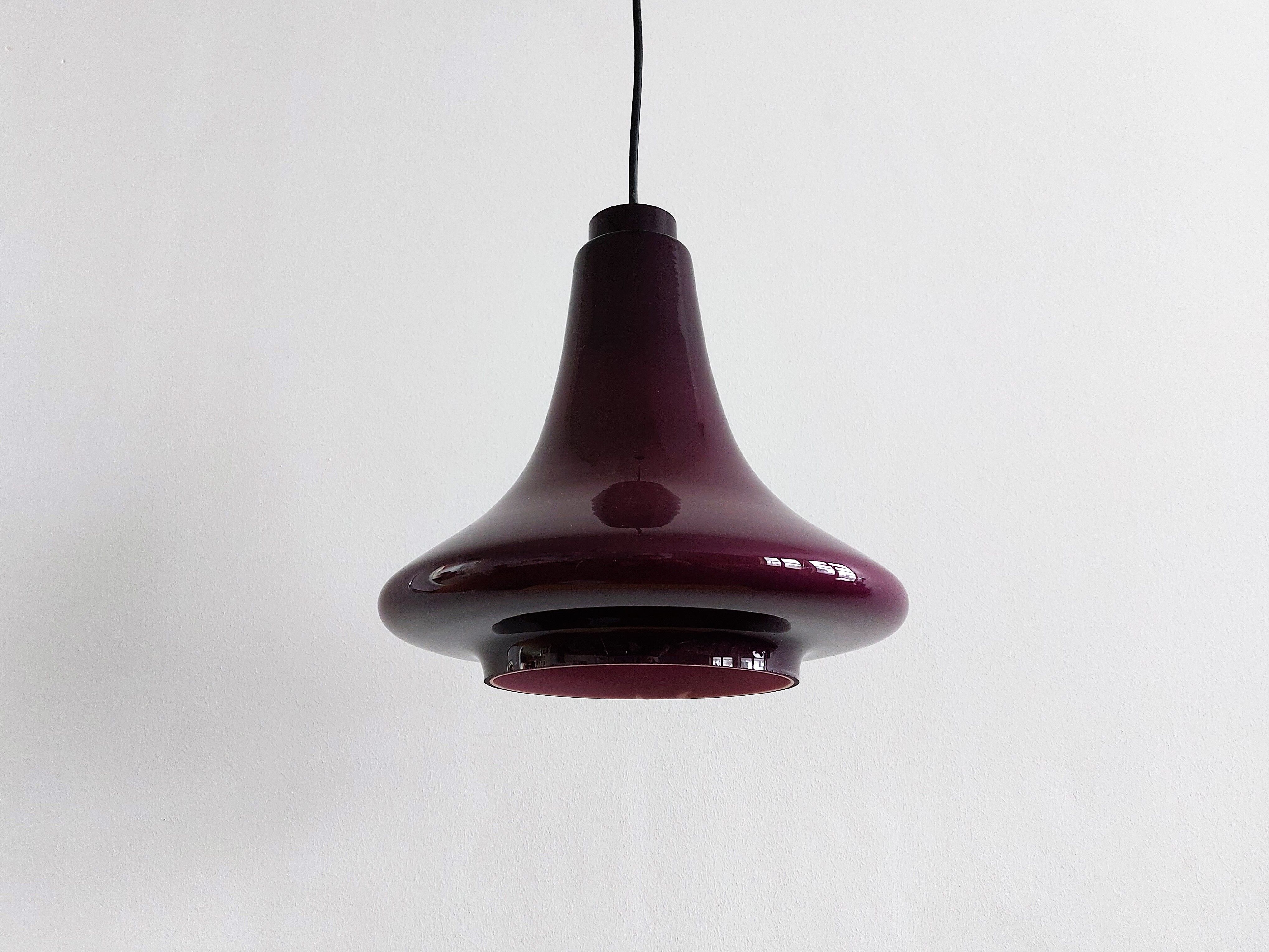 Purple glass pendant lamp by Hans Agne Jakobsson for Svera, Sweden 1960's