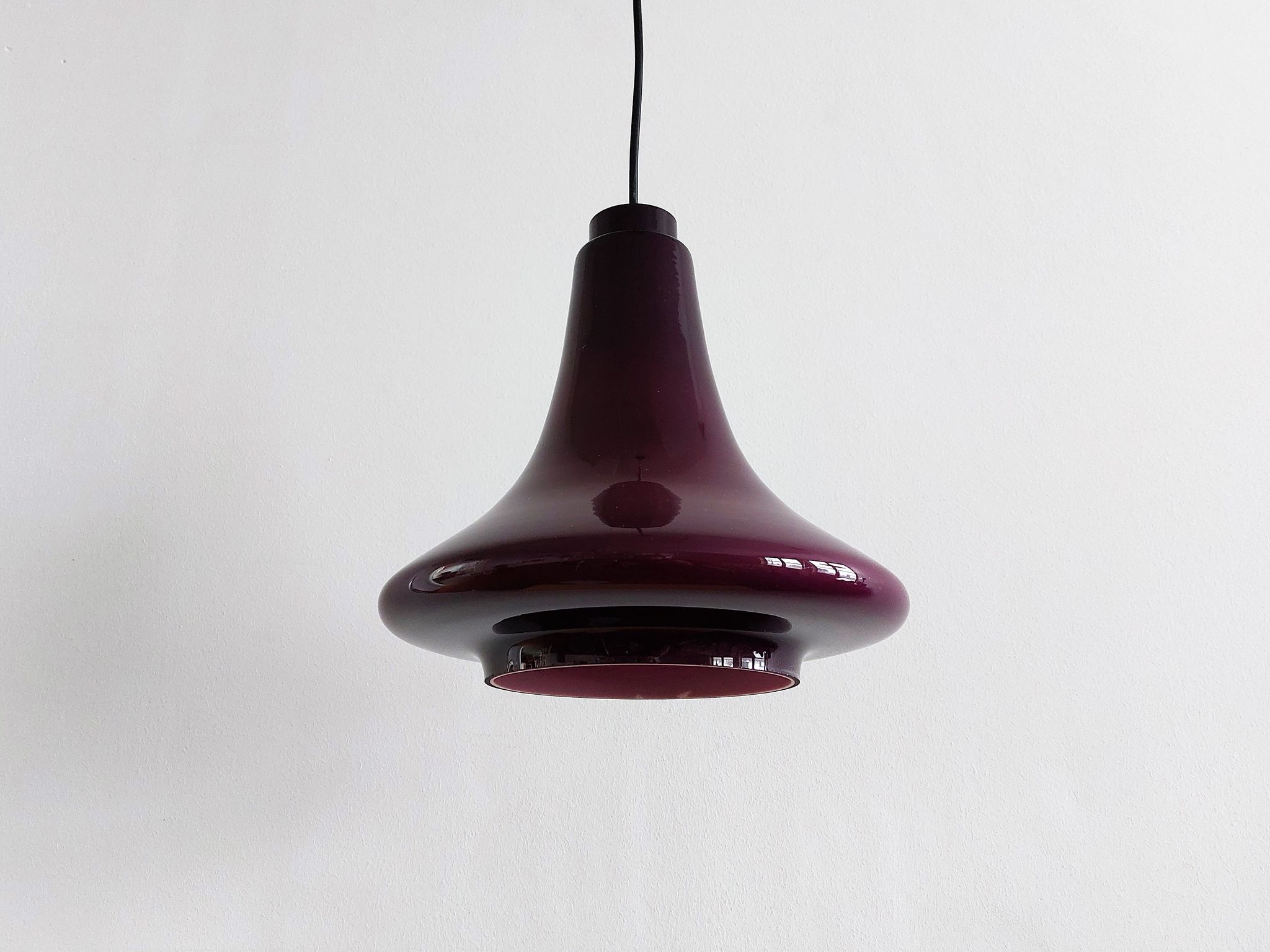 Purple glass pendant lamp by Hans Agne Jakobsson for Svera, Sweden 1960's