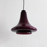 Purple glass pendant lamp by Hans Agne Jakobsson for Svera, Sweden 1960's