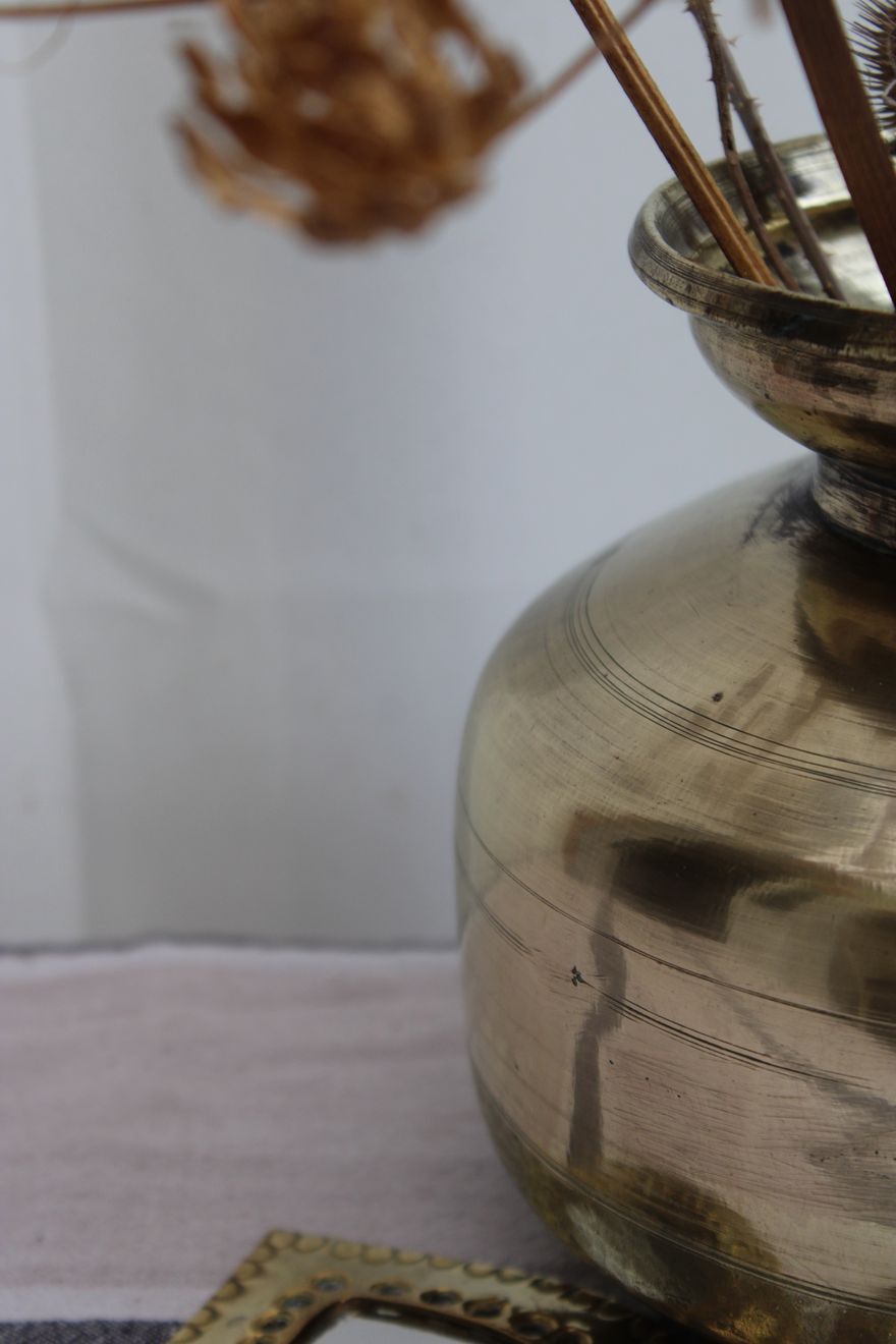 Golden brass vase