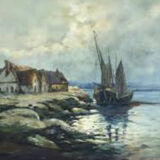 Painting XXth signed and dated 47