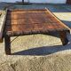 Coffee table elephant saddle in metal and copper wood