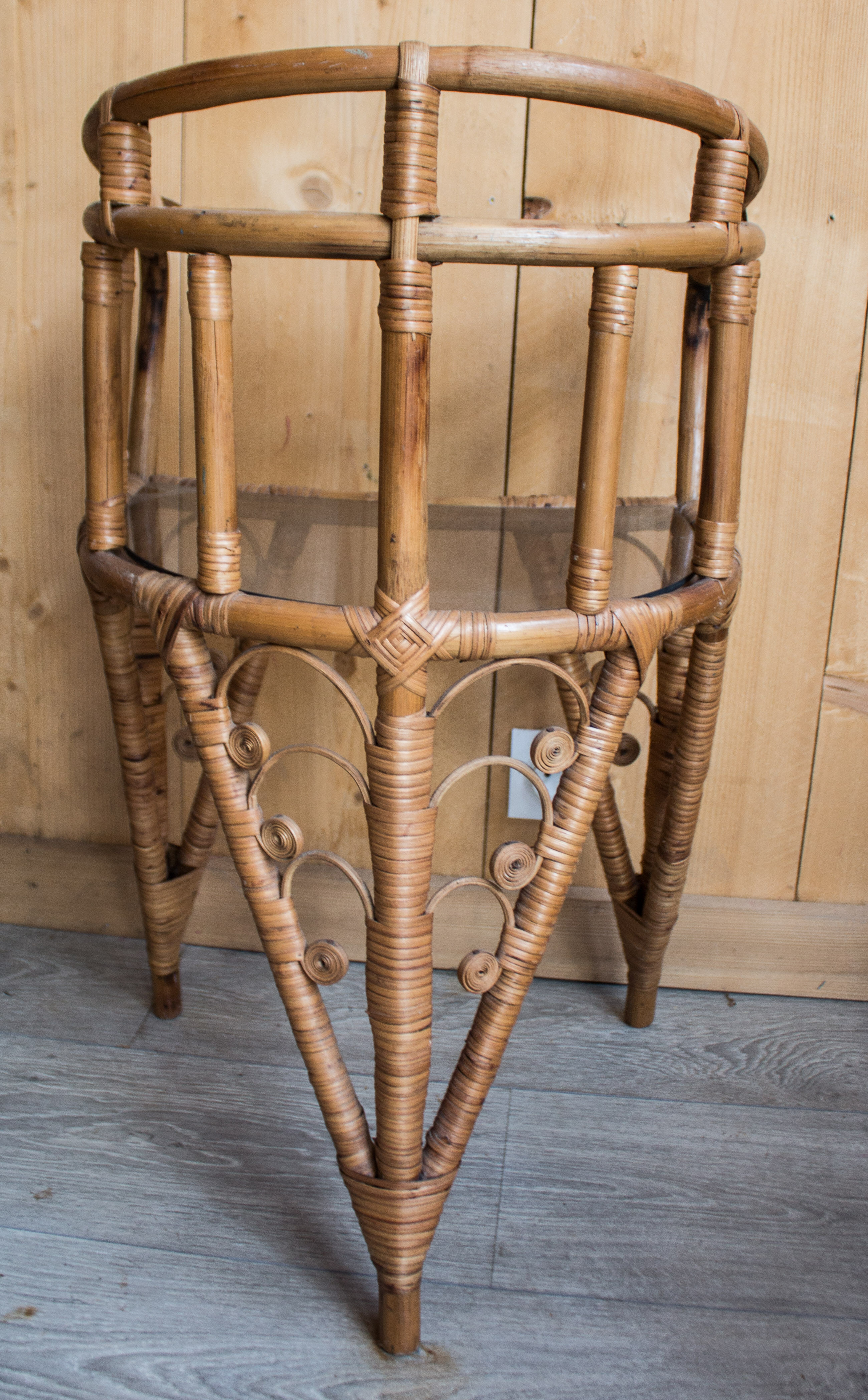 Pair of rattan bedside tables 1960