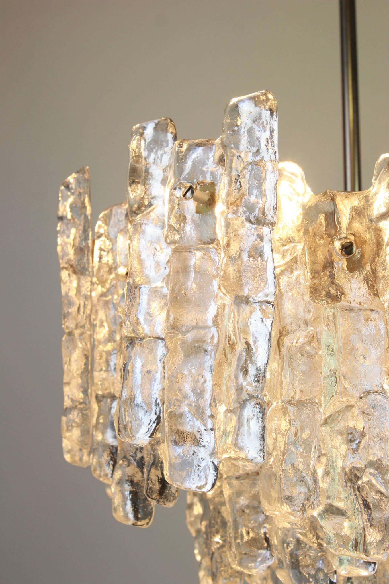 Glass ice Murano chandeliers by Kalmar, Austria, 1960s