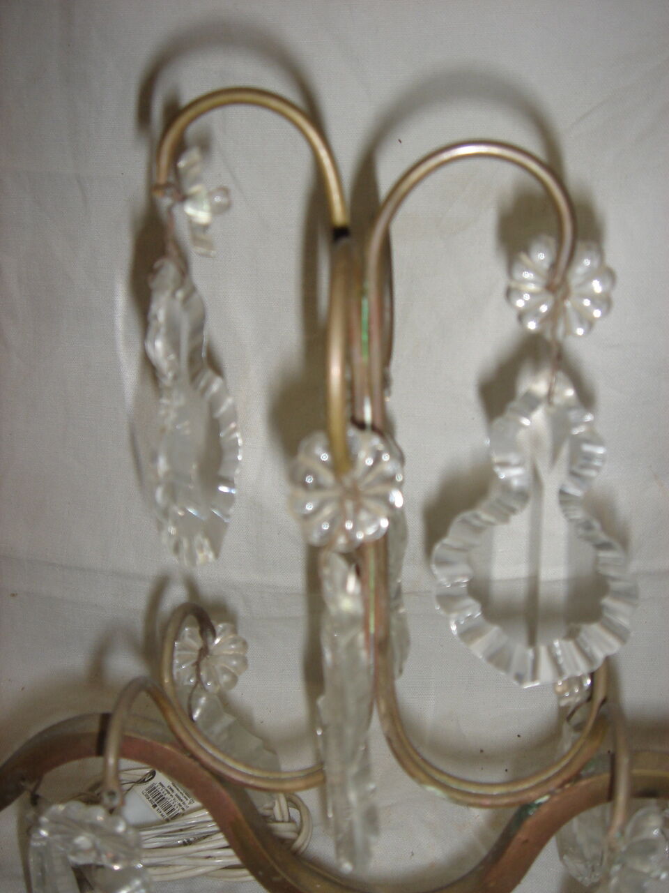 Pair of Girandoles, bronze table lamps & crystal early twentieth