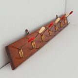 Large vintage 1950s wall-mounted coat rack
