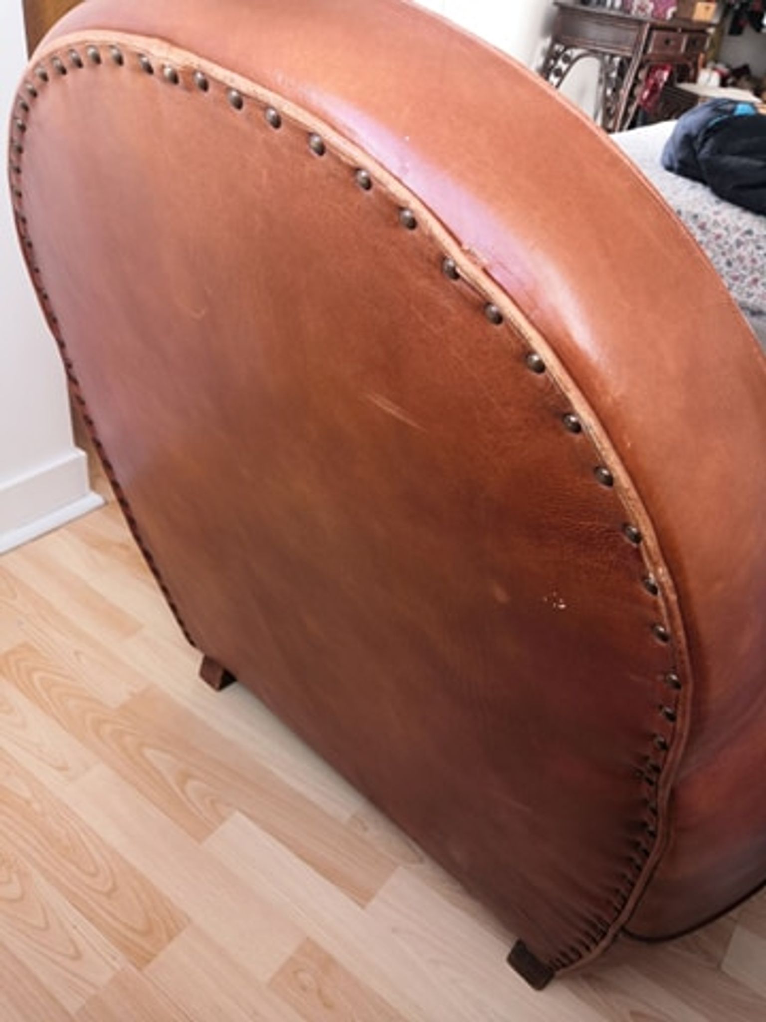 Tawny vintage leather club chair
