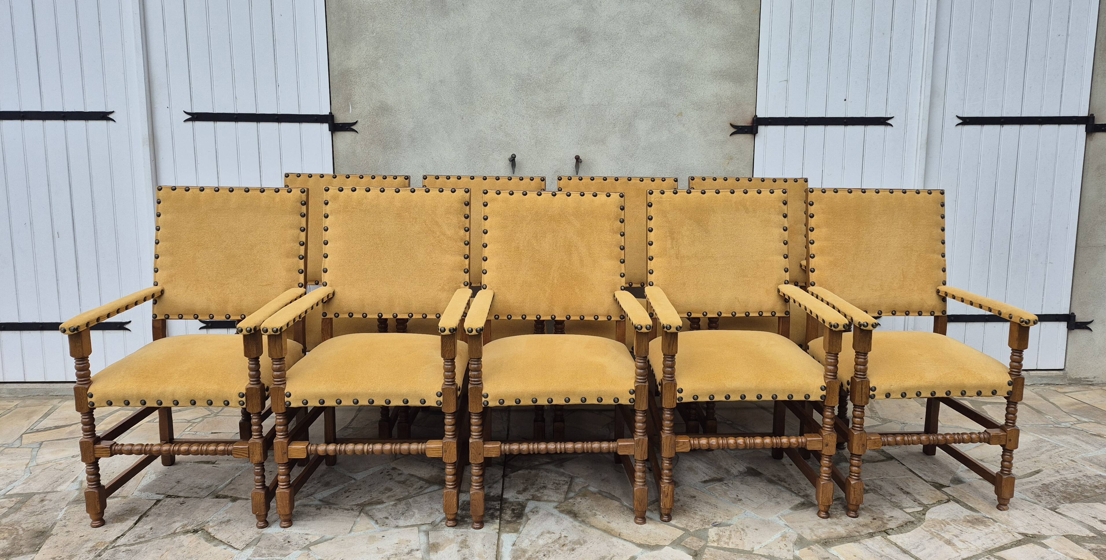 9 armchairs in the Louis XIII style