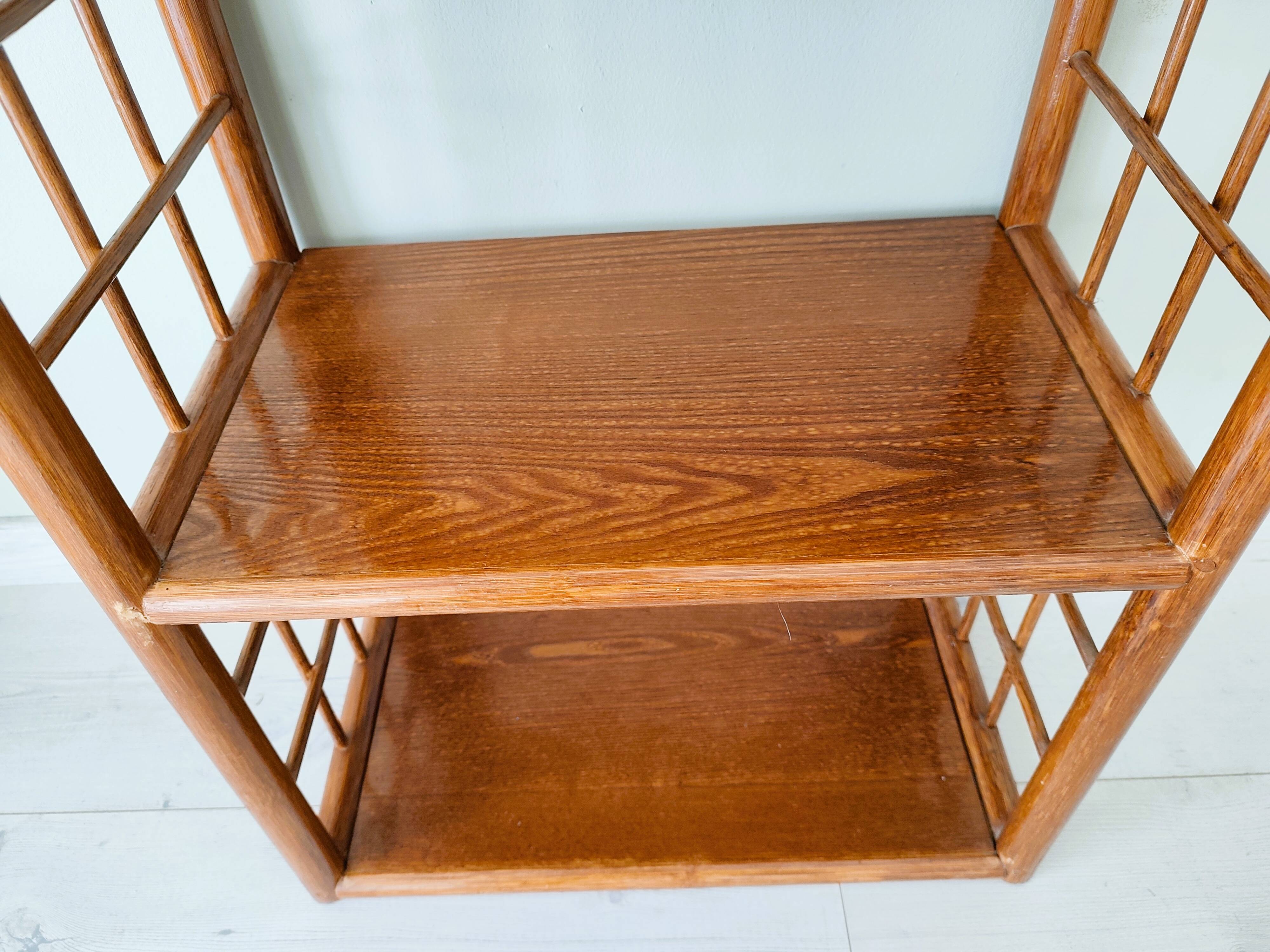Rattan and wood shelf furniture