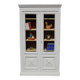 Magnificent old library/display cabinet in fir - white chalk patina.