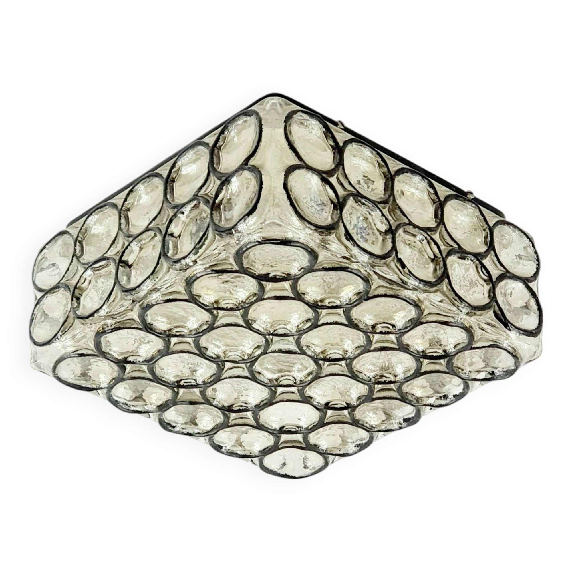Mid Century Modern Iron Ring Glass Ceiling Light From Limburg, 1960s