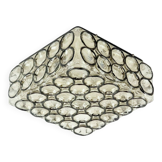 Mid Century Modern Iron Ring Glass Ceiling Light From Limburg, 1960s