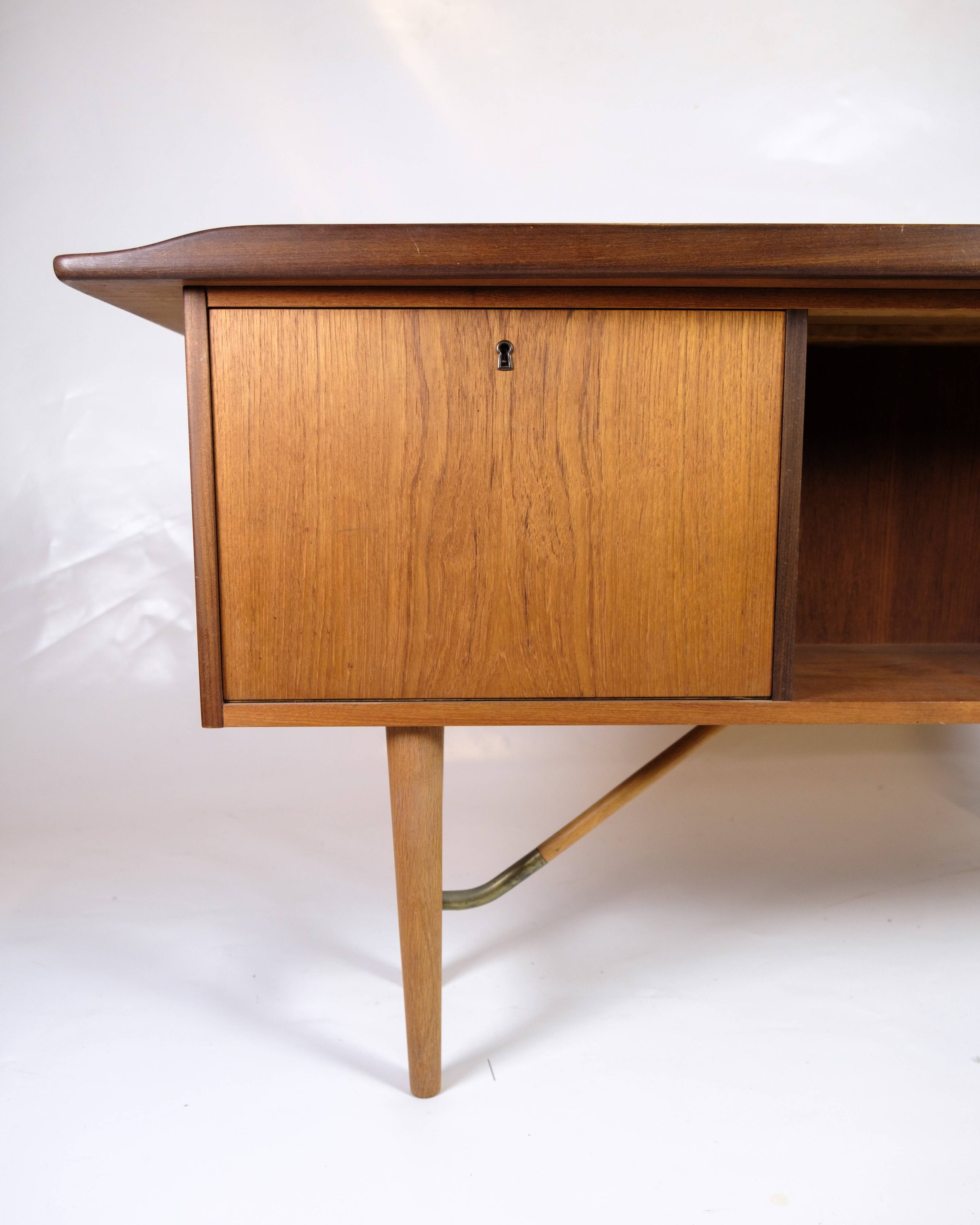 Bommerang Desk Made In Teak & Brass By Peter Løvig Nielsen For Hedensted Furniture From 1960s