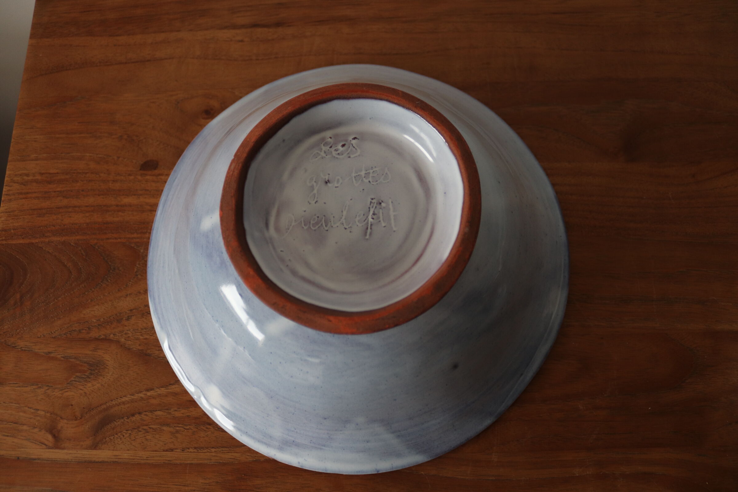 Blue ceramic salad bowl the Dieulefit caves