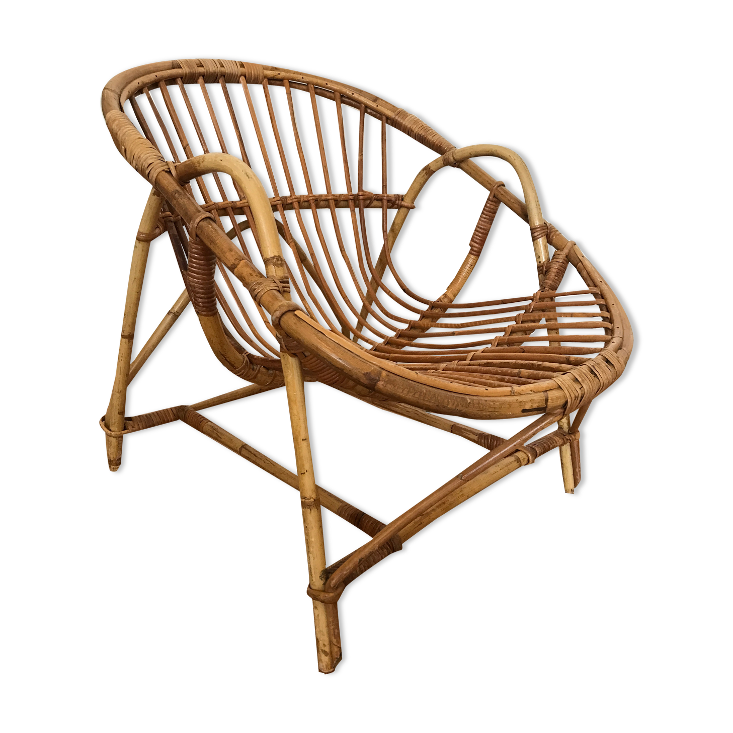 Armchair basket adult rattan year 50
