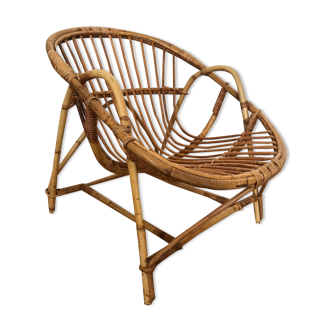Armchair basket adult rattan year 50