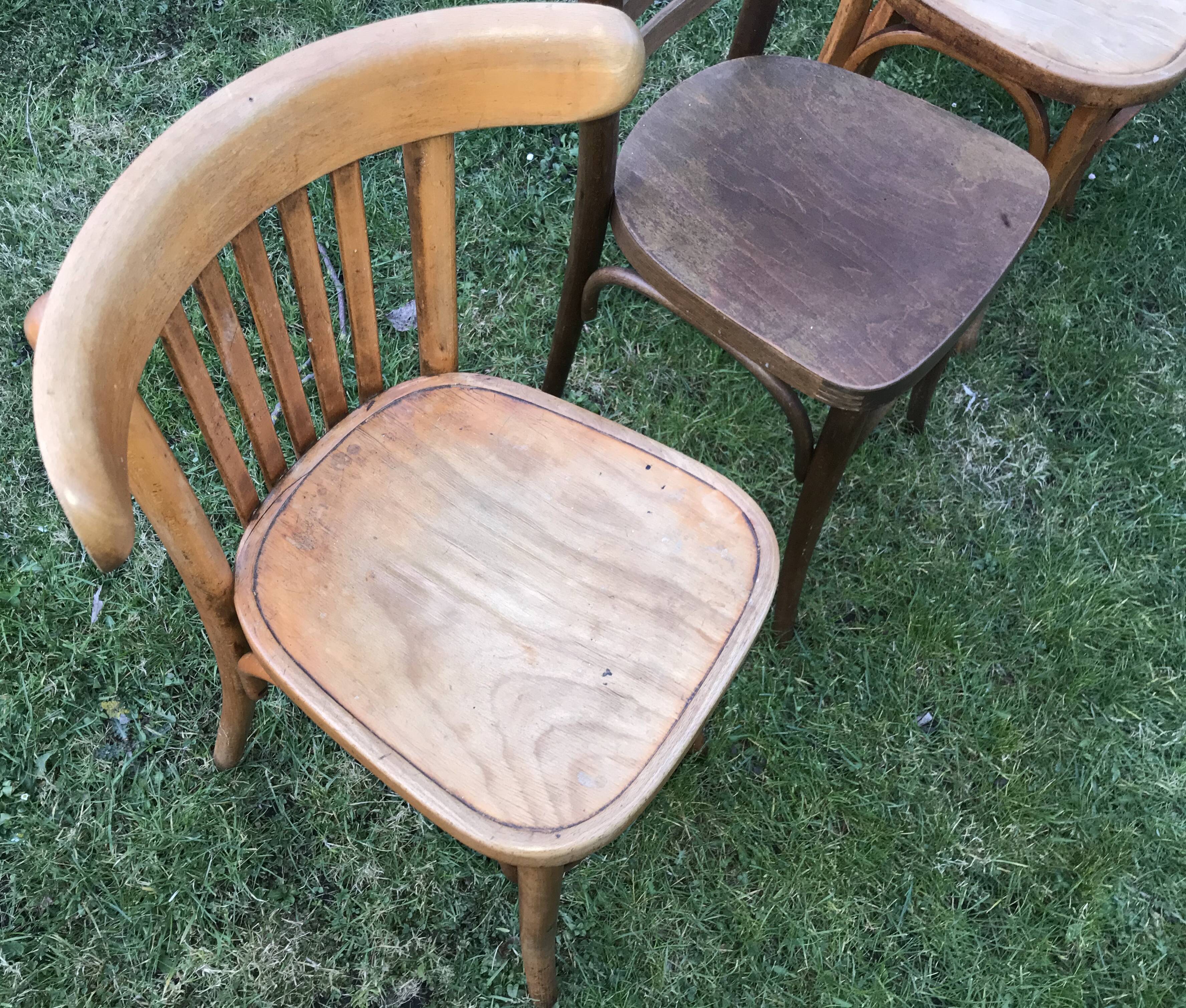 Series of 4 mismatched bistro chairs