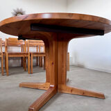 Table set and 8 chairs in solid Scandinavian pine ASKO vintage 80s