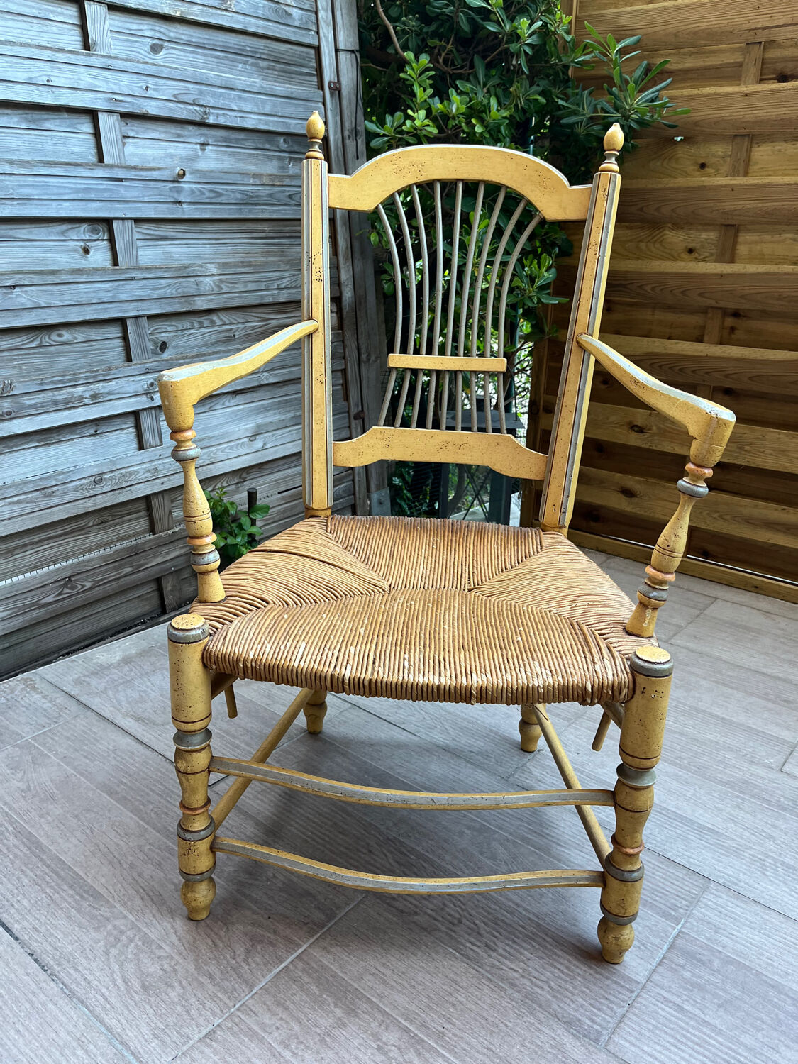 Pair of vintage patinated armchairs