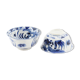 2 blue ceramic bowls