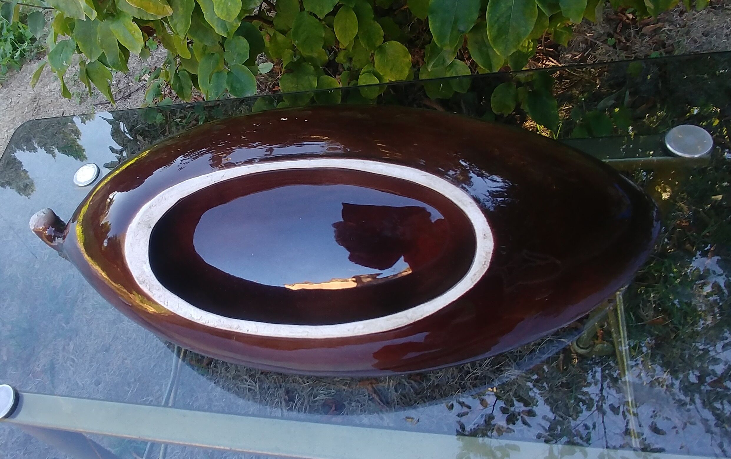 Fruit cup vintage 50s ceramic glazed style brutalist decoration butterflies