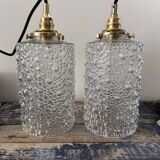 Set of two bubble glass pendant lights
