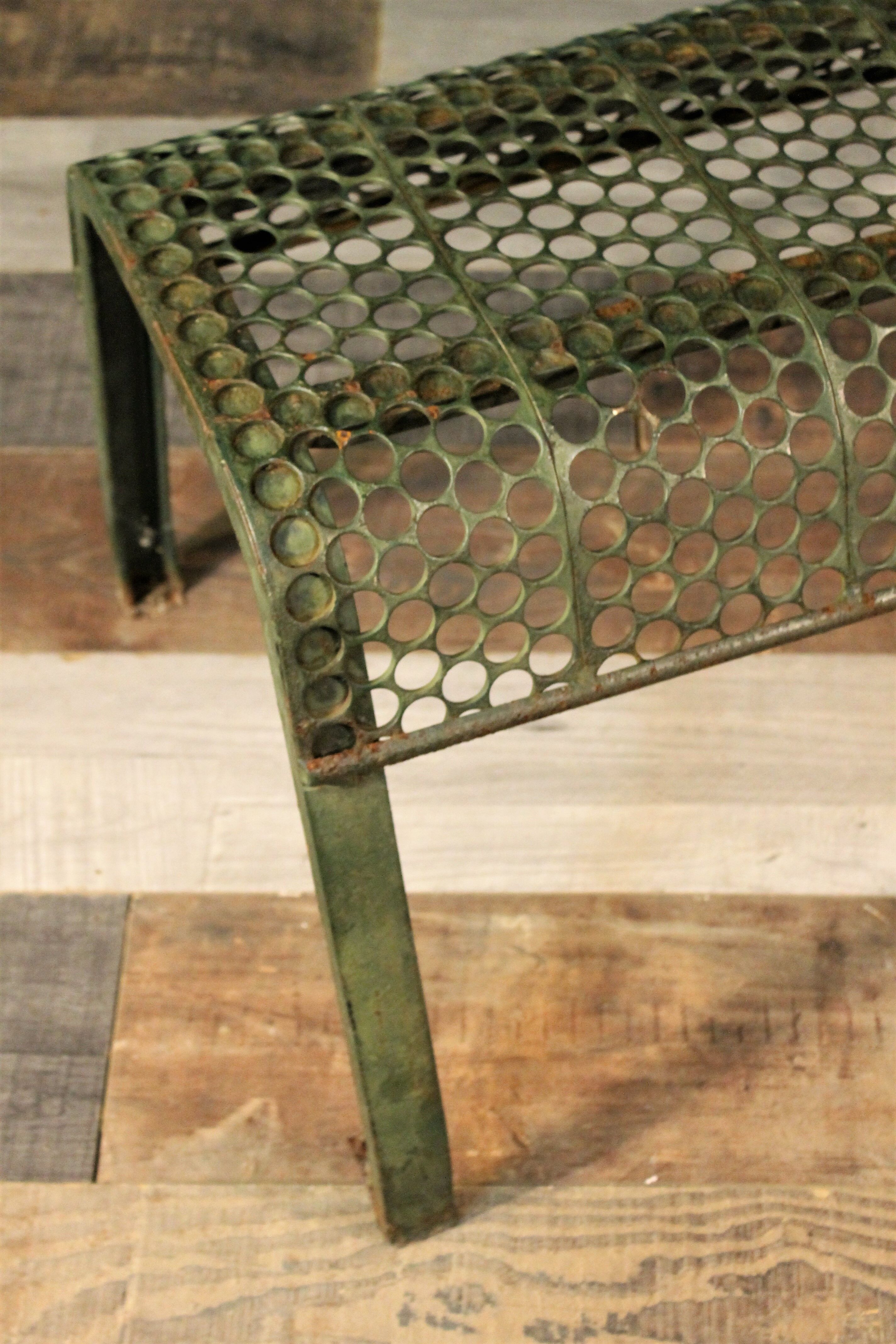 1950s perforated metal bench