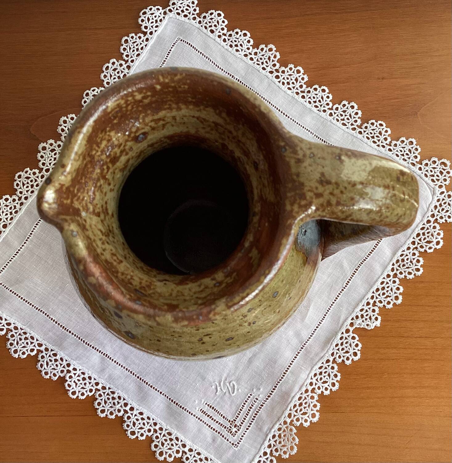 Pyrite stoneware pitcher - vintage